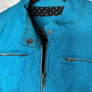 Anthracite Aqua Blue Blazer Jacket Size 4 Zip Up T